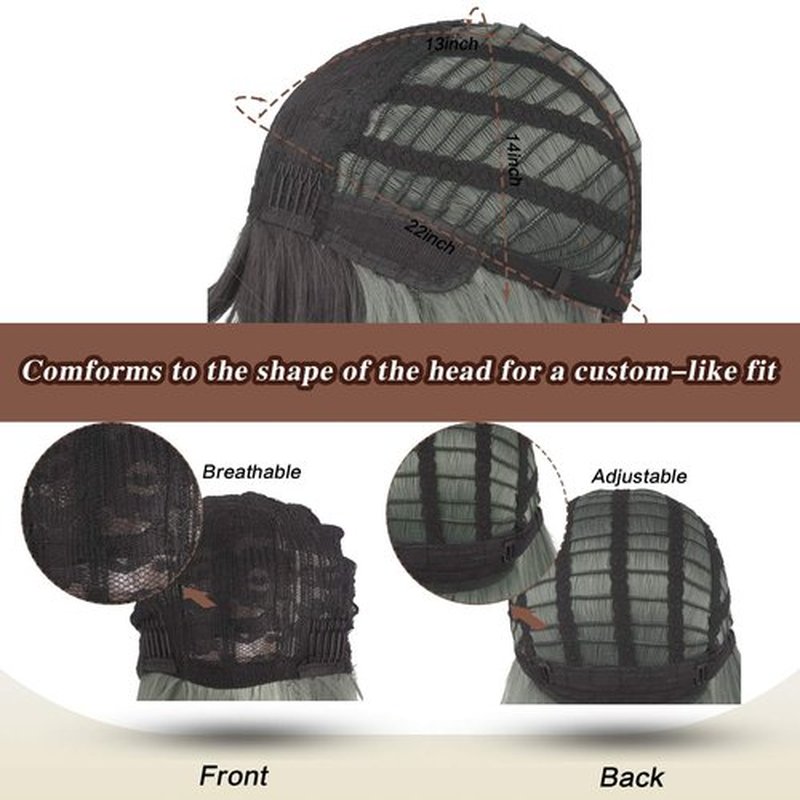 SOFEIYAN 26 inches Long Straight Wig with Bangs off Black Synthetic Hair Replacement Wigs Heat Resistant Full Wig for Women Girls