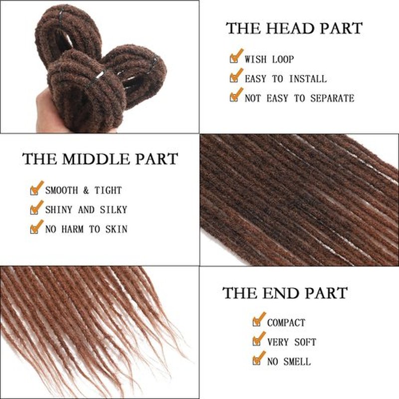 24 Inch Double Ended Dreadlock Extensions 20pcs Synthetic Thin 0.6cm Handmade Dread Extensions Styles for Woman #MT1B/30