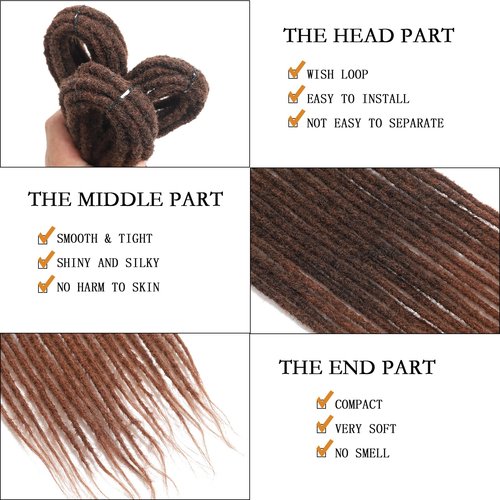 22 Inch Double Ended Dreadlocks Extensions 10 Strands Thin Handmade DE Dread Extensions Braid In Dreadlock Extensions Styles for Woman #1B/30