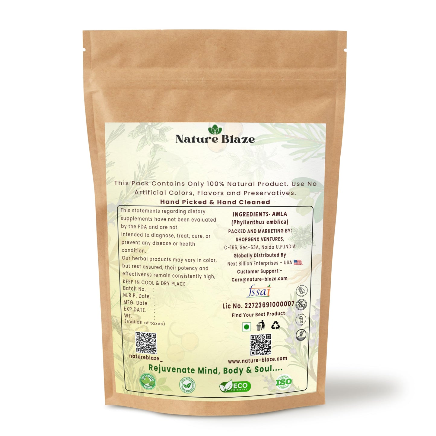 Nature Blaze Natural Amla Powder (Awla Powder) | Pure & Finely Ground | Made from Sun and Dried Indian Gooseberry | Traditional Herbal Ingredient for Hair, Skin & DIY Use 200Gram/7.0 Ounce