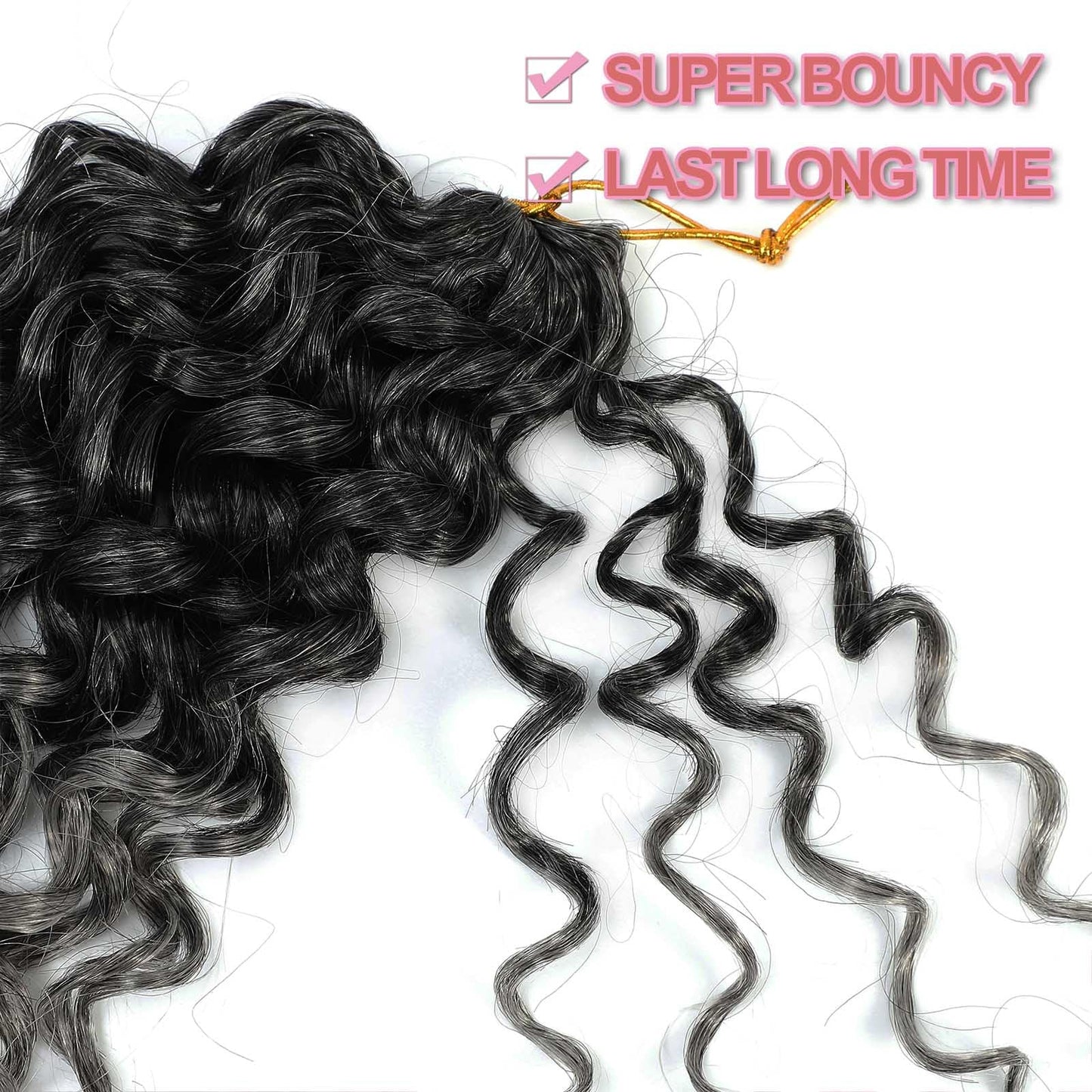 GoGo Curl Crochet Hair 18Inch 6Packs Gogo Curls Crochet Synthetic Braiding Hair Curl Crotchet Hair for Black Women (18 Inch (Pack of 6), 1B/Grey)