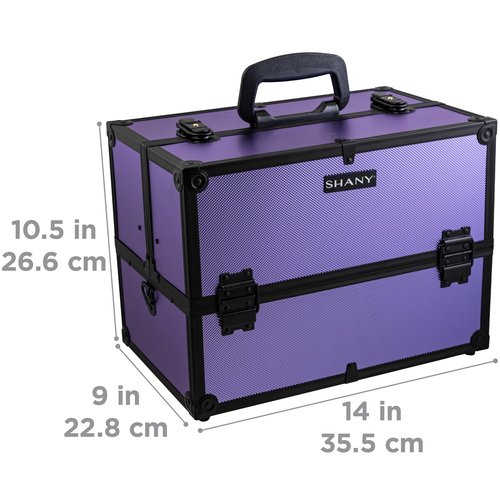 SHANY Essential Pro Makeup Train Case Cosmetic Box Portable Makeup Case Cosmetics Beauty Organizer Jewelry storage with Locks, Multi Compartments Makeup Box and Shoulder Strap - Lily