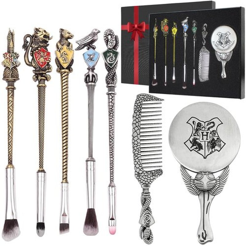 Potter Makeup Brushes Harry Gifts Comb Mirror with Gift Box for Eyeshadow Eyebrows Eyeliner Lips Concealer Contouring Highlighter Blending Wizard Wand Makeup Brushes Set