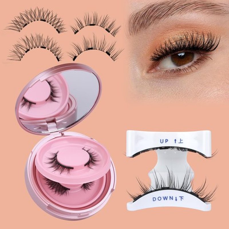JIMIRE 2 Pairs Magnetic Eyelashes Natural Look Reusable Magnetic Eyelashes without Eyeliner Wispy Magnetic Eyelashes with Applicator No Glue, Remove, Eyeliner Need Magnetic Lashes Clear Band