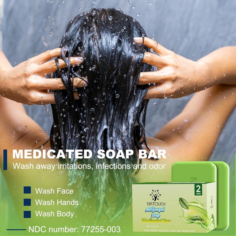 Antifungal Medicated Soap Bar - Tea Tree Oil Body Wash for Athletes Foot, Jock Itch & Ringworm | 2-Pack