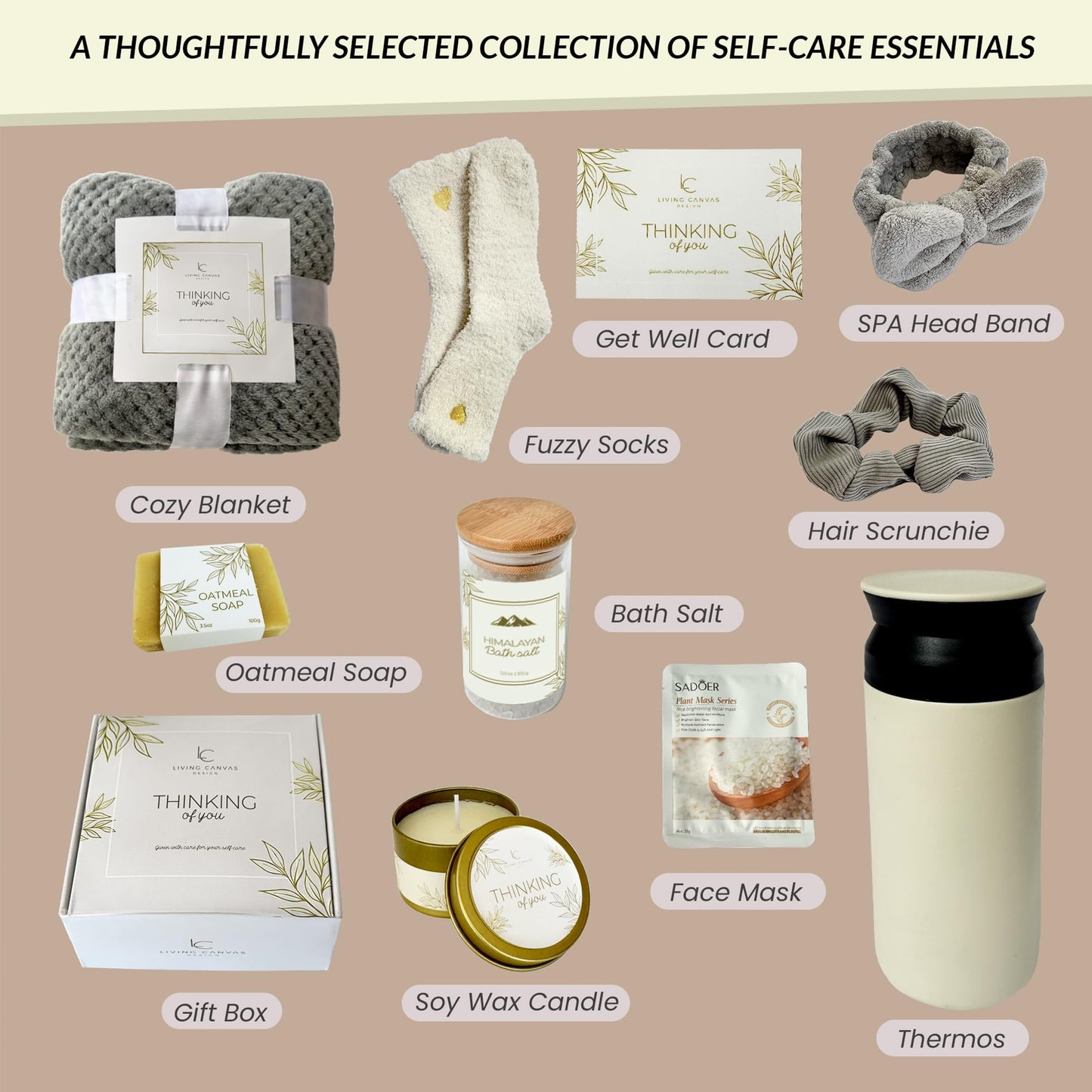 Self Care Gifts for Women 11 Piece, Womens Get Well Gifts for Mom Girlfriend Wife Daughter, Women’s Spa Gifts Baskets With Bath Salts, Oatmeal Soap, Blanket, Encouraging Inspirational Gift Basket, Whi