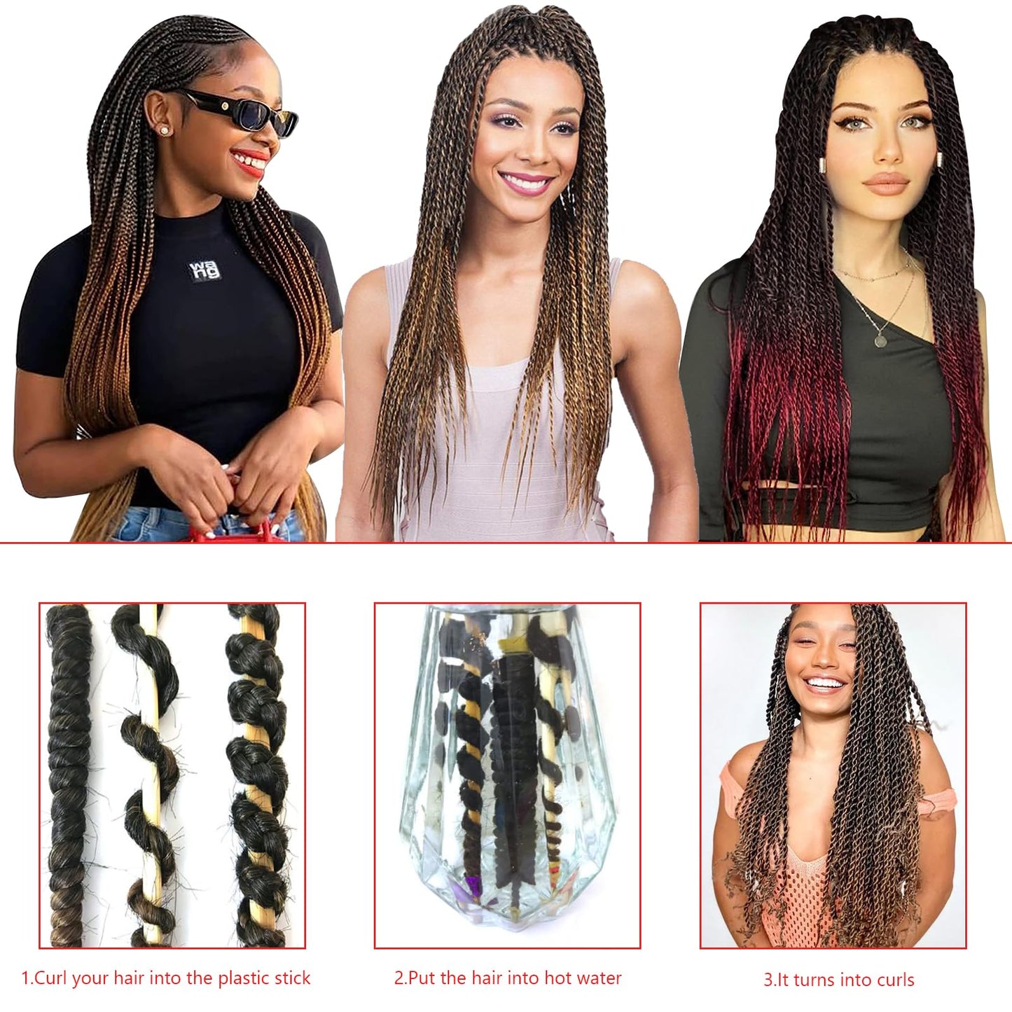 Senegalese Twist Crochet Hair for Black Women 24 Inch Pretwisted Crochet Hair 9 Packs Boho Goddess Twist Crochet Hair Pre Looped Hot Water Setting Crochet Twists with Natural Straight Ends