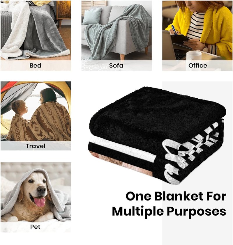 Personalized Blanket for Mom - Custom Photo Gift for Mother's Day | Birthday Gift for Wife, Grandma, or Daughter