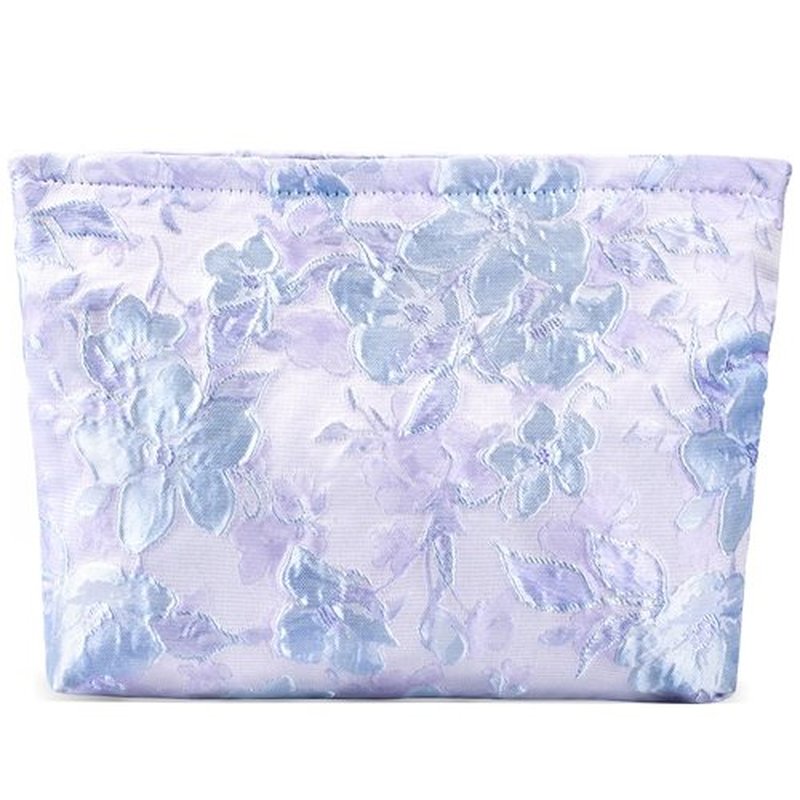 ZLFSRQ Flower Makeup Bag for Women Girls Teens Travel Cute Floral Cosmetic Bags Large Zipper Cosmetic Pouch Purse Portable Toiletry Bag Aesthetic Embossed Blue Purple Makeup Brushes Storage Organizer