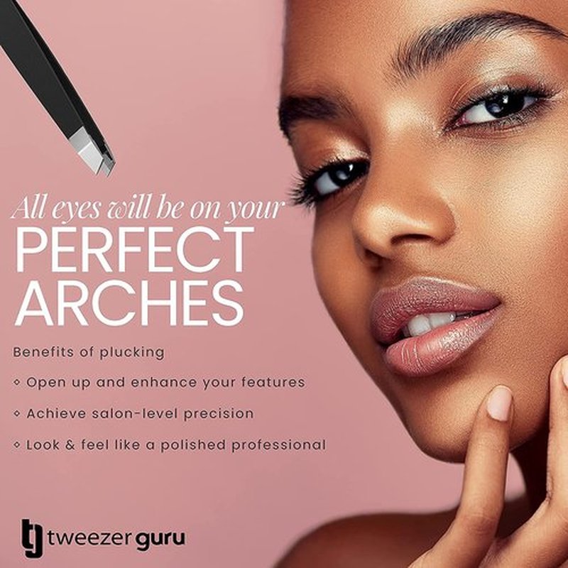 Tweezer Guru Tweezers for Women - Slant Pointed Precision Tweezers for Eyebrows & Ingrown Hair Removal - Blackhead and Splinter Tweezer with Sharp Needle Nose Point for Plucking (Purple)