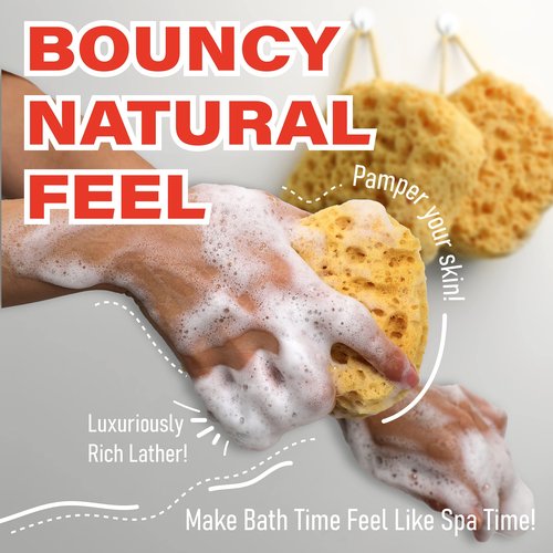 myHomeBody Bath Sponge, Foam Loofah Sponge, Body Sponge for Shower - Large Size, Lots of Lather, Square, 3 Pack
