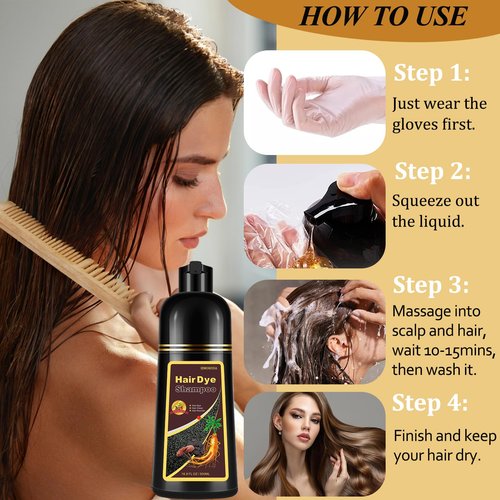 Fedulili Instant Dark Red Wine Hair Dye Shampoo for Gray Hair, Natural Hair Color Shampoo for Women Men, 100% Coverage for Salon Home Use, 17.5 Fl Oz (Dark Red Wine)
