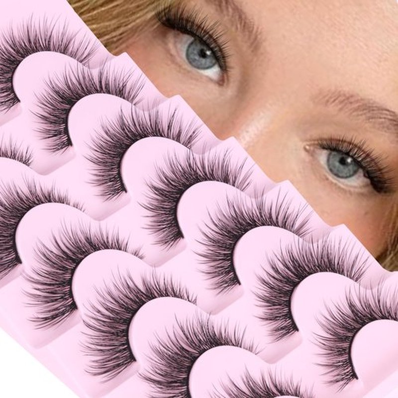 Lashes Wispy Natural False Eyelashes Mink Lashes 7 Pairs Cat Eye Lashes 3D Soft Lightweight Lashes Reusable Strip Lashes by EYDEVRO