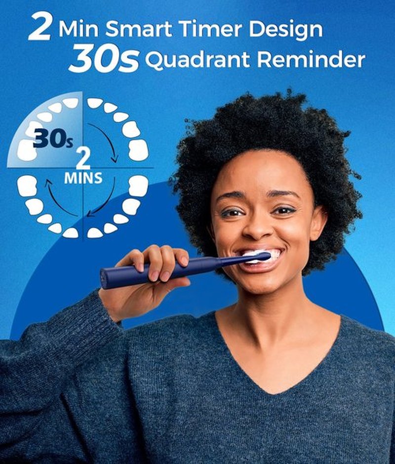 TEETHEORY Electric Toothbrush with Travel Case, Sonic Toothbrush for Adults with 8 Brush Heads for 2-Year Use, 40000 VPM Deep Clean Rechargeable Toothbrushes Last 30 Days with 5 Mode (Deepblue)
