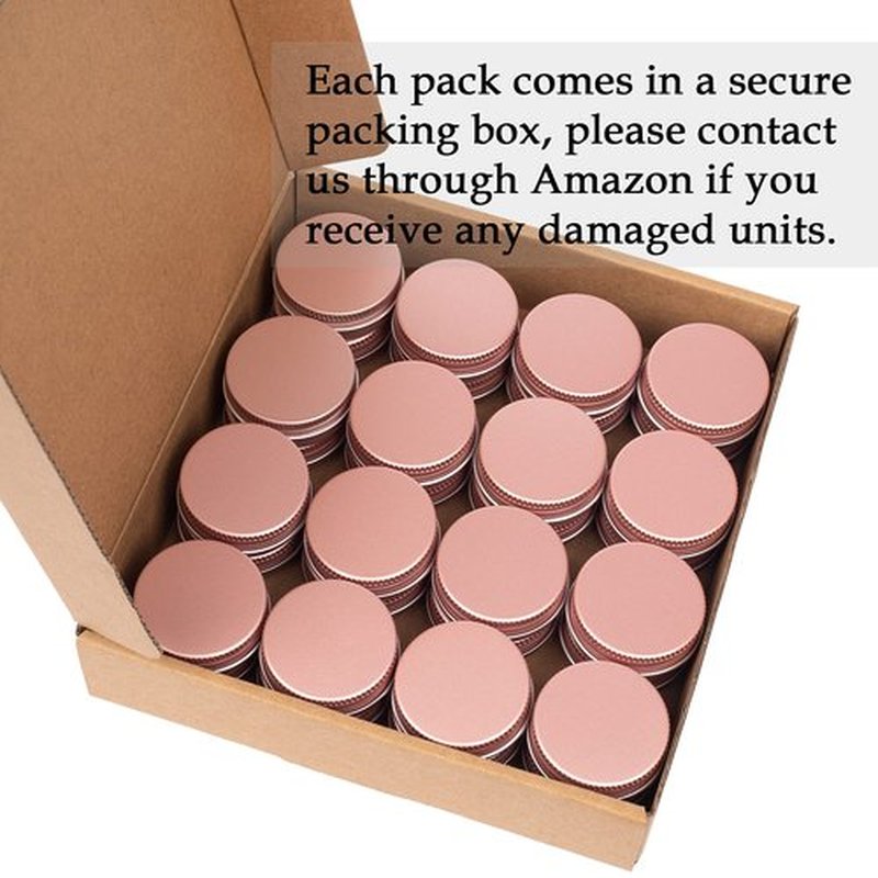 0.5 oz Screw Top Aluminum Tin Jar with Screw Lid and Blank Labels (Rose Gold - Pack of 32)