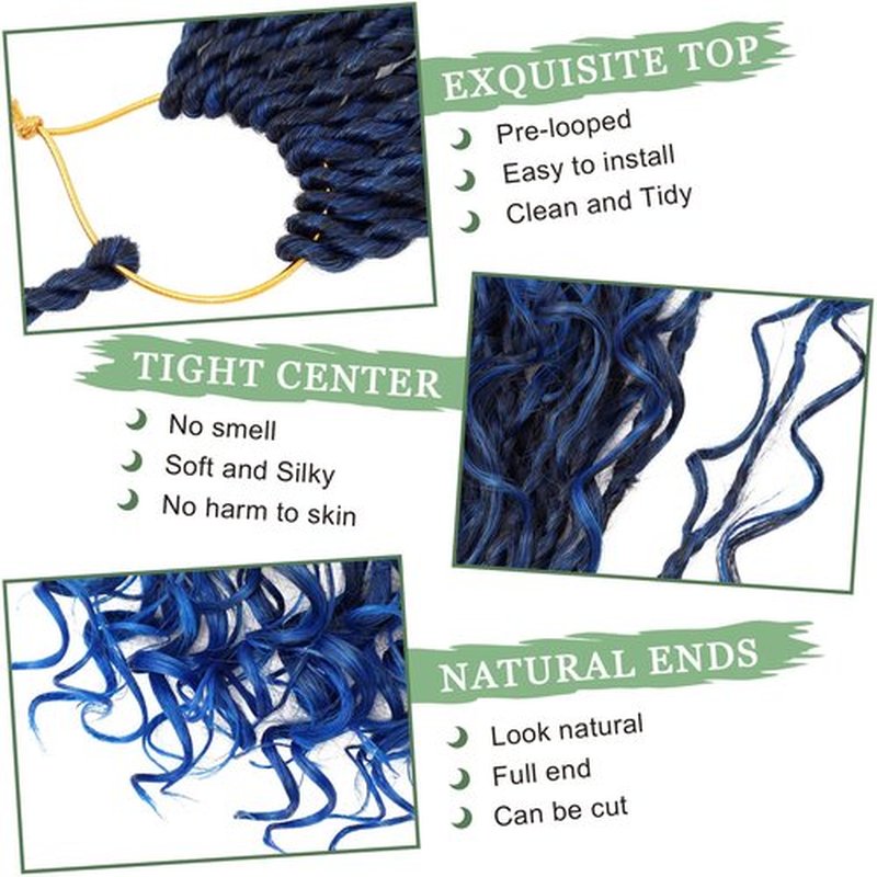 Eerya 8 Packs Boho Box Braids Crochet Hair for Black Women 10 Inch Blue Goddess Box Braids Pre-looped Bohemian Crochet Box Braids With Curly Ends Synthetic Crochet Hair Extensions (10 inch, Tblue)