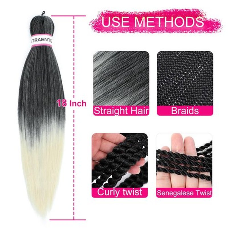 ATRAENTE Braiding Hair Pre Stretched,18 Inch 8 Packs Ombre Braiding Hair for Boho Box Braids Yaki Texture Hot Water Setting Soft And Light(18"T613#)