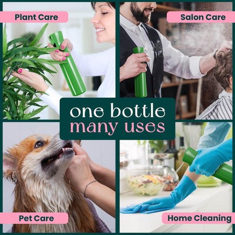 BeautifyBeauties Hair Spray Bottle – Ultra Fine Continuous Water Mister for Hairstyling, Cleaning, Plants, Misting & Skin Care (Green, 10.2 Ounces)