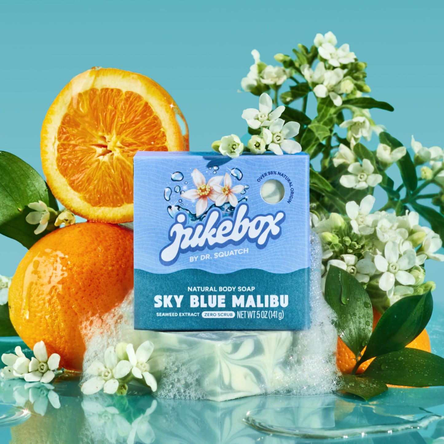 JUKEBOX Natural Women’s Bar Soap – Creamy Lather – Shower & Bath Soap, Crafted Using Cold Process With Natural Oils – No Harsh Ingredients – Sky Blue Malibu, 5oz