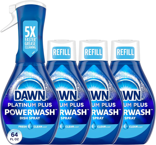 Dawn Powerwash Spray - Dish Soap Starter Kit with 3 Refills | Fresh Scent, 4x16 Fl Oz