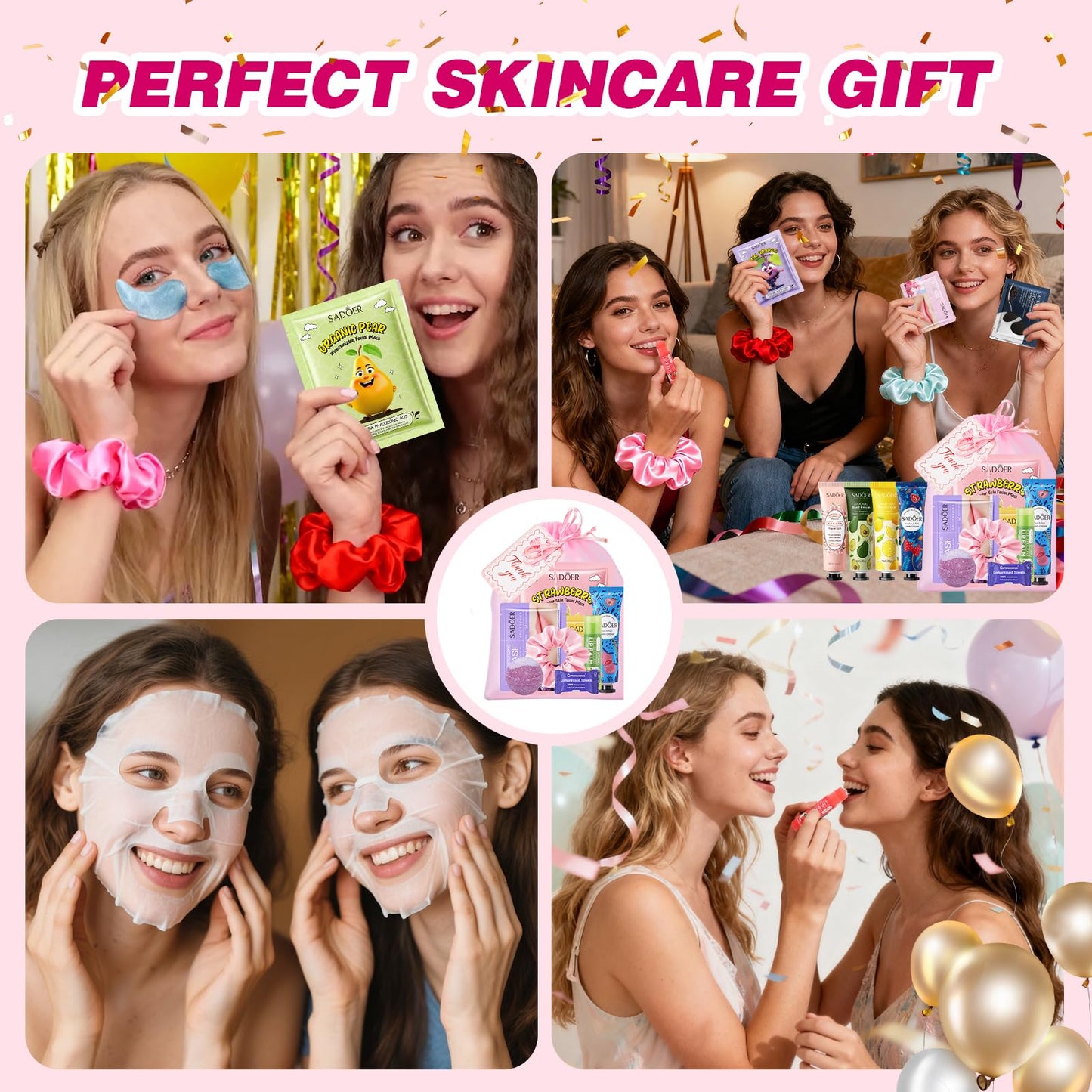 70 PCS Spa Party Supplies for Girls , Spa Party Favors Include Face Masks Skincare, Hand Cream, Lip Balm, Under Eye Patches, Lip Mask and Foot Bath Bombs, Spa Birthday Sleepover Party Supplies
