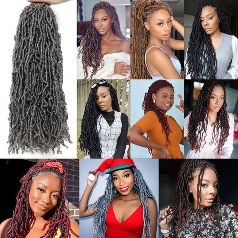 VIOLET 18 Inch Soft Locs Crochet Hair New Faux Locs Crochet Hair 6 Packs Crochet Hair for Black Women Pre-looped Synthetic Afro Braids Hair(18Inch, 6Packs, Dark Gray)