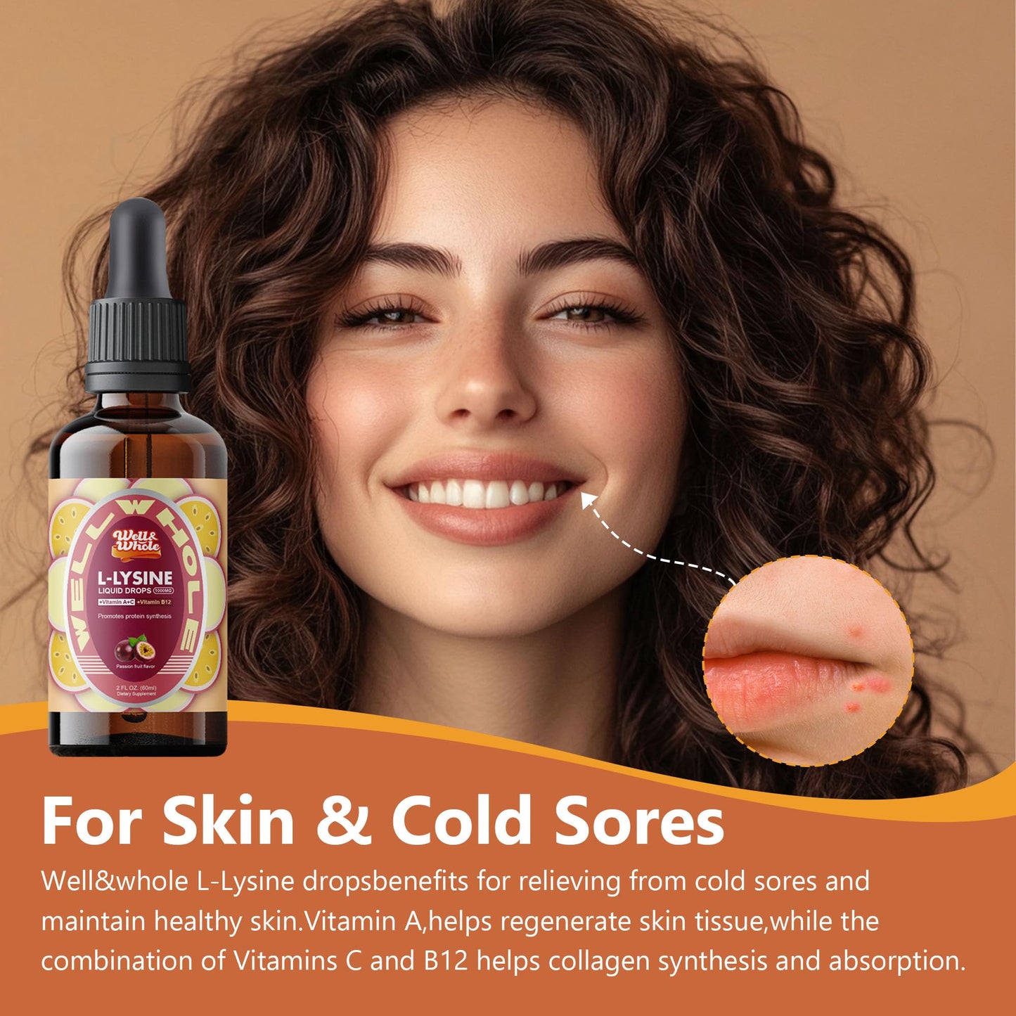 L-Lysine Supplement Liquid Drops | L-Lysine 1000mg Tincture with Vitamin A, C, and B12 for Adults & Kids | Immune Support, Skin & Lips Health, Collagen Synthesis | Non-GMO, Vegan, 2 Fl Oz (60 ML)