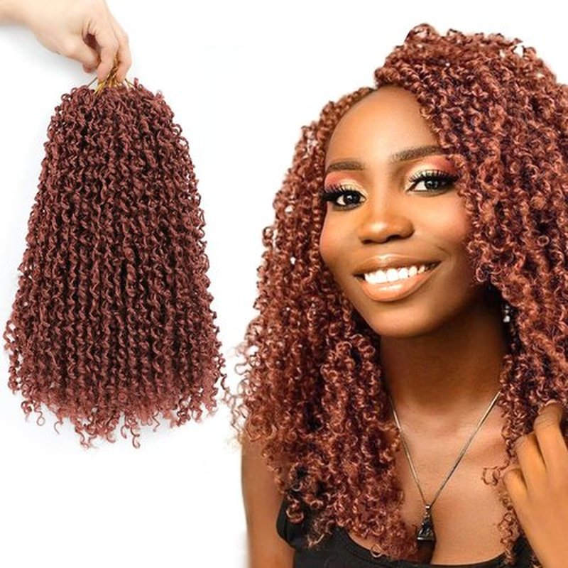 Passion Twsit Hair 8 Inch - 350# Yankee Twist Crochet Hair 10Packs Passion Twist Braiding Hair Prelooped Mini Spring Twist Crochet Hair for Black Women(8 Inch,350#)
