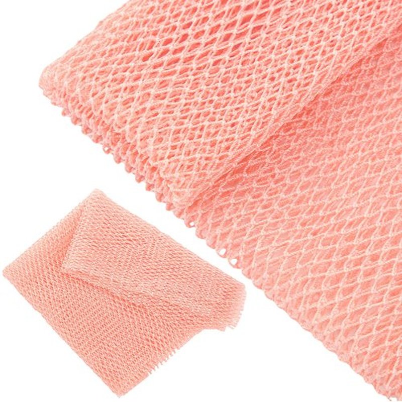 Geiserailie African Long Bathing Net Sponge Long Net Shower Body Scrubber Back Scrubber Skin Smoother Net Bathing Sponge for Daily Use or Stocking Stuffer (Light Pink)