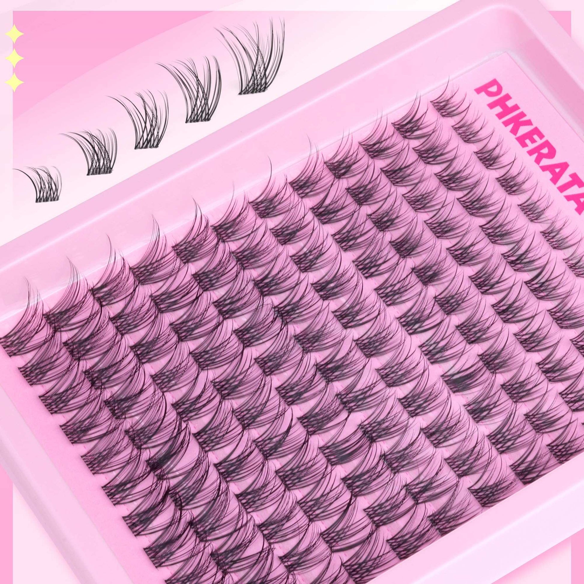 PHKERATA Wispy Lash Clusters Invisible Band Eyelash Clusters Natural Lashes Clusters 120 pcs C Curl Cluster Eyelash Extensions Ultra Thin Clear Band Individual Lashes at Home, 8-16mm