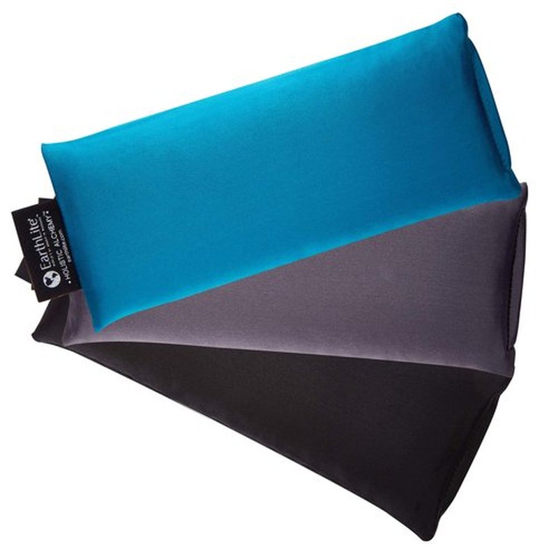 EARTHLITE Holistic Alchemy Aromatherapy Eye Pillow - 100% Silk Cover, Natural Herbs & Flax Seeds, Weighted, Cooling & Soothing Teal Blue