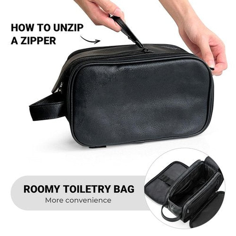 Elviros Toiletry Bag for Men, Large Travel Shaving Dopp Kit Water-resistant Bathroom Toiletries Organizer PU Leather Cosmetic Bags