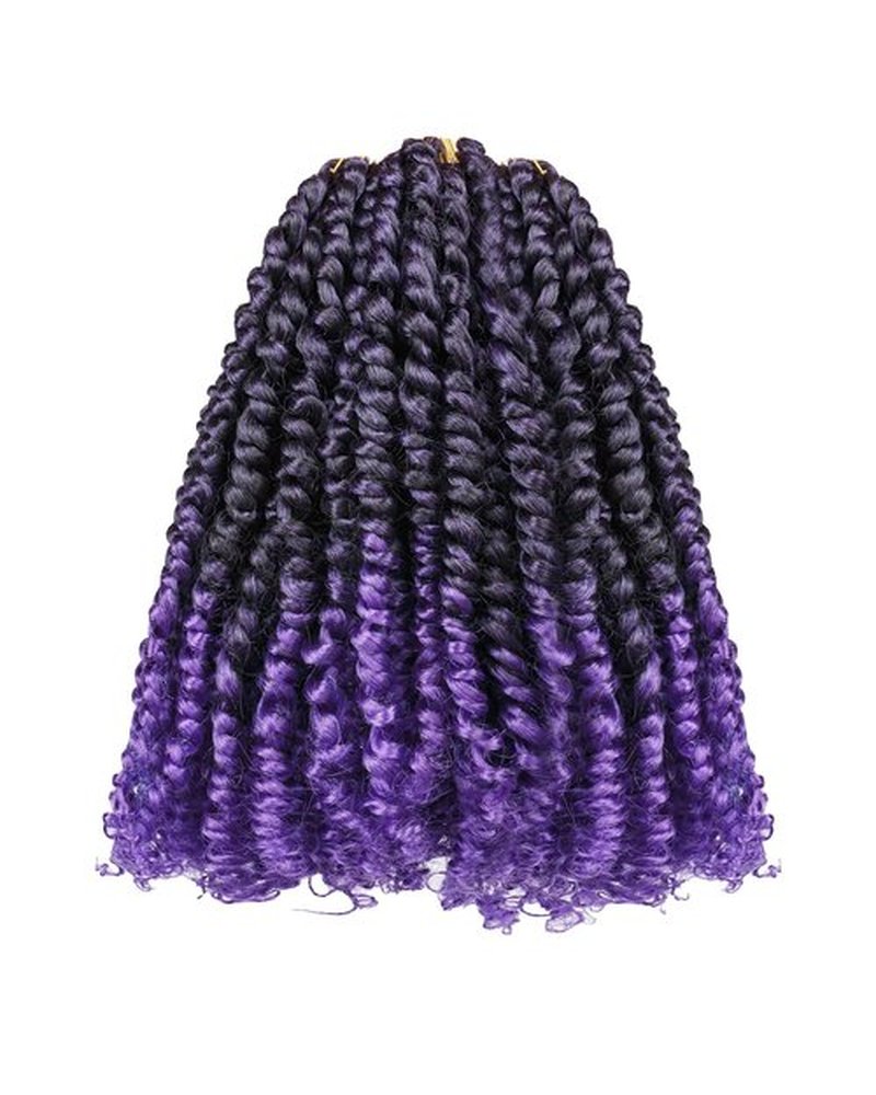 hahoness 10 Inch 8 Packs Pre Looped Passion Twist Crochet Hair for Black Women and Kids-Ombre Purple,Super Soft Bouncy Synthetic Braided Hair Extensions(10 Inch-8 Packs,T1B/Purple)