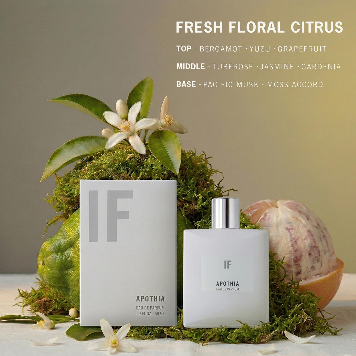 APOTHIA Eau de Parfum | IF | Bergamot, Gardenia, Tuberose, White Jasmine & Musk | Clean, Long Lasting Perfume for Women | Non-Toxic, Cruelty Free Fragrance | 50 ml