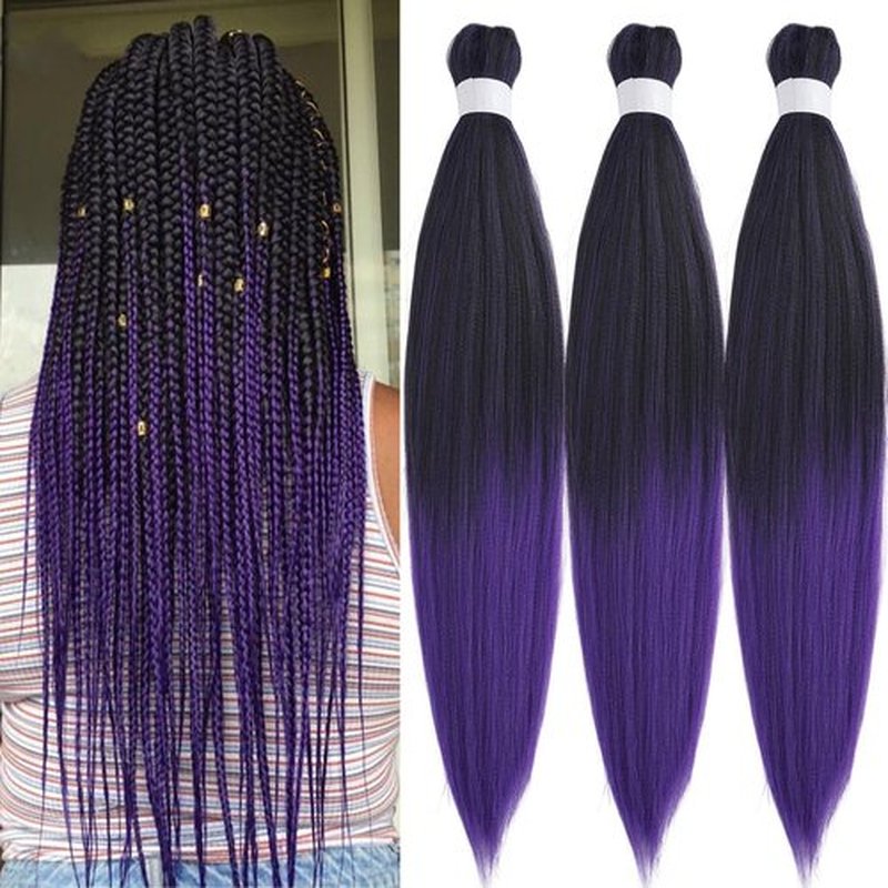 UPruyo 1b Purple Pre Stretched Braiding Hair Purple Ombre Braiding Hair Pre Stretched Synthetic Hair Extensions for Braiding Box Braids Yaki Knotless Hypoallergenic Prestretched Braiding Hair 26 inch