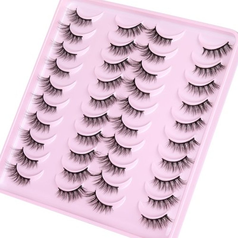JIMIRE Half Lashes Natural Cat Eye Wispy False Eyelashes 13MM Short 3D Accent Corner Lashes Soft Fluffy Faux Mink Lashes 20 Pairs Pack