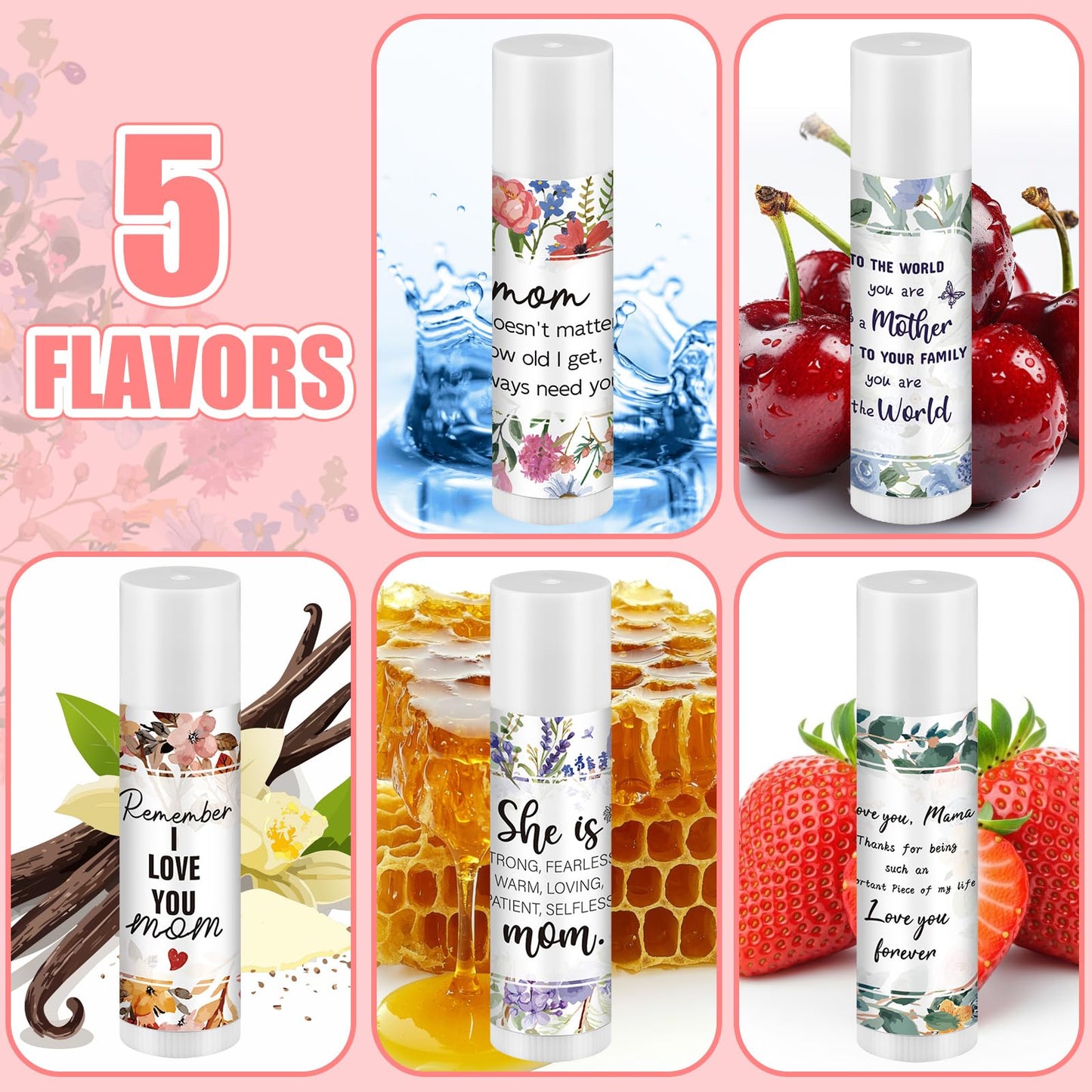 30 Pcs Mother's Day Birthday Gifts Bulk Mom Lip Balms Mother's Day Christian Gifts Best Mom Ever Church Mama Tea Party Favors for Women Her New Moms Grandma