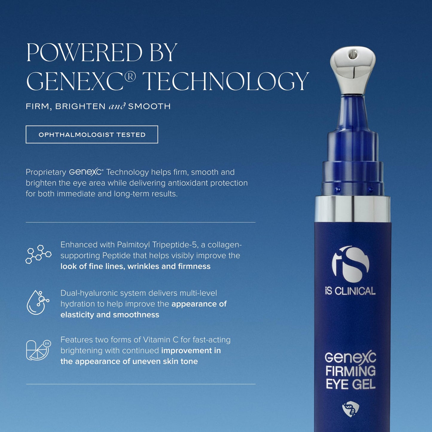 iS CLINICAL GeneXC Firming Eye Gel, Anti-Aging Brightening Under Eye Gel, Reduces Puffiness, Hydrating and Firming