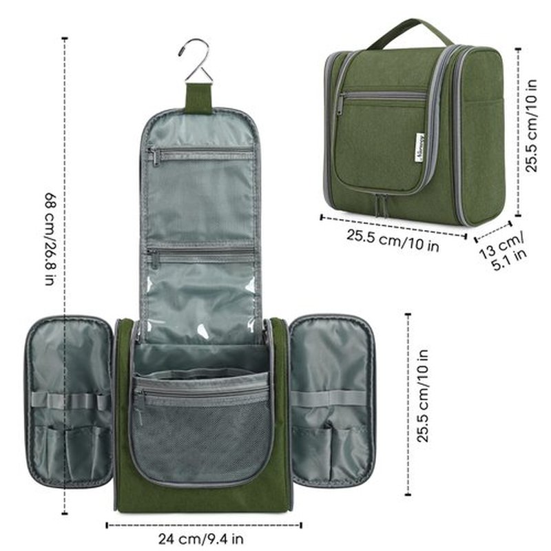 Hanging Toiletry Bag for Women Travel Makeup Bag Organizer Toiletries Bag Men for Cosmetics Essentials Accessories (Large, Army Green)