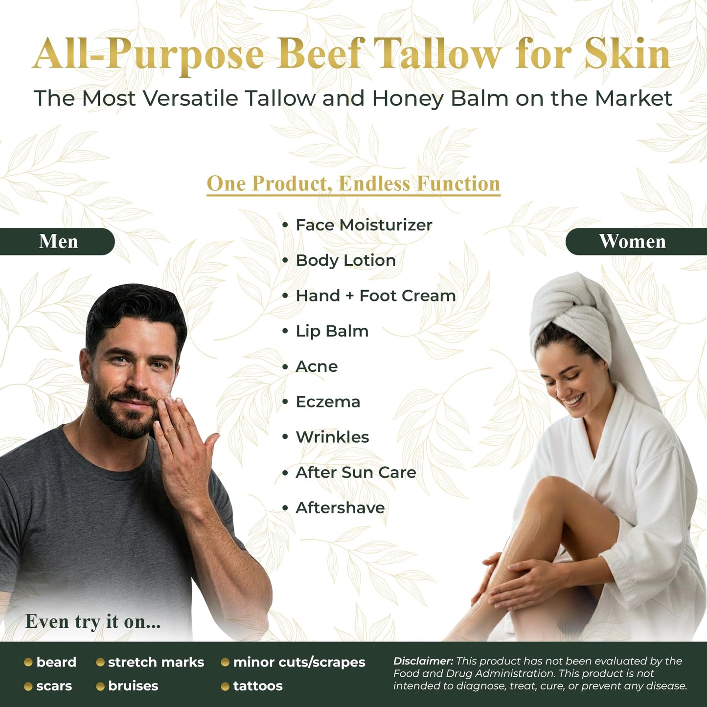 Pure Truth Whipped Tallow and Honey Balm (Geranium), Beef Tallow for Skin Care, Grass Fed + Finished Tallow Moisturizer Cream for Face & Body w/Organic Honey, Aloe Vera, Jojoba Oil - Men Women 3.25oz