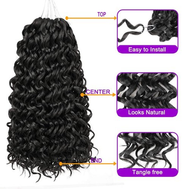ZRQ GoGo Curl Crochet Hair 14 Inch Beach Curl Crochet Hair Natural Hairstyles,8 Packs Water Wave Deep Twist Crochet Hair For Women Synthetic Ocean Wave Crochet Hair Extensions(14 Inch, 1B)