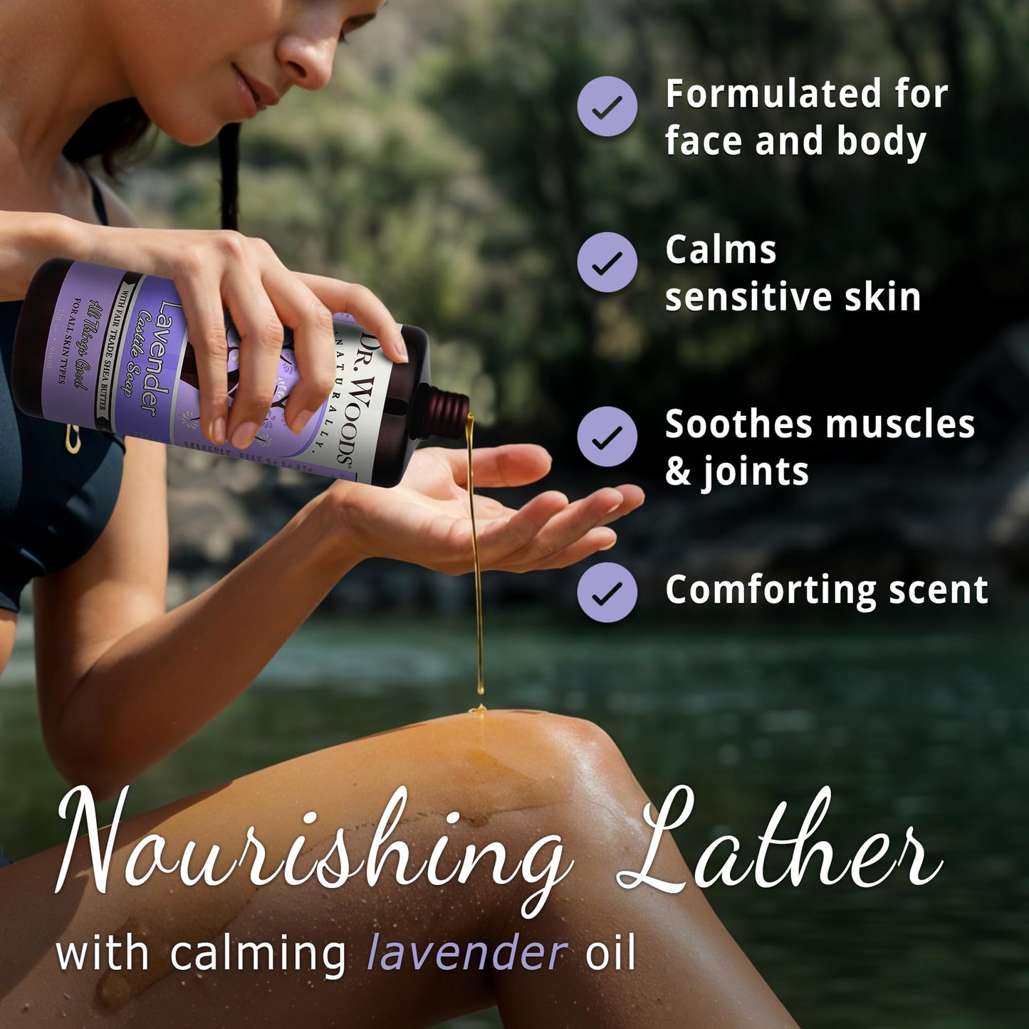 Dr. Woods Lavender Liquid Castile Soap - Castile Soap with Pure Lavender Oil, Body Wash for Men and Women, Organic Shea Butter, Natural Cleaner for Face, Hands, and Body - 32 Fl Oz, Pack of 2