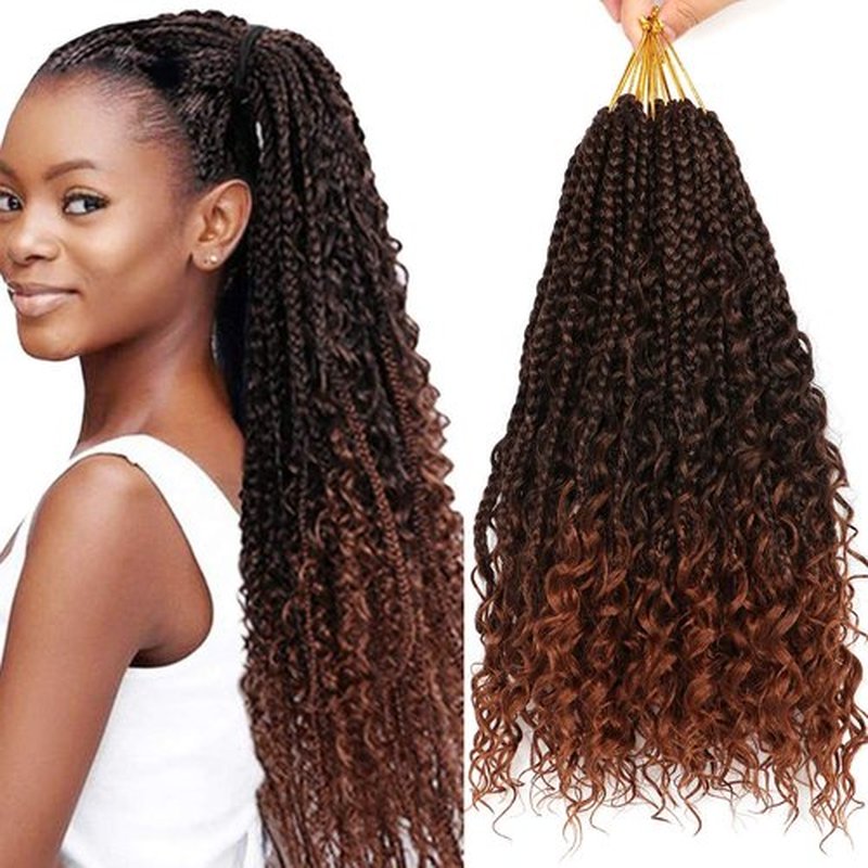 Goddess Box Braids Crochet Hair-7 Packs Crochet Braids for Black Women 12 Inch Crochet Braids with Curly Ends (Bohomian 12 Inch 7 Packs, T30#)