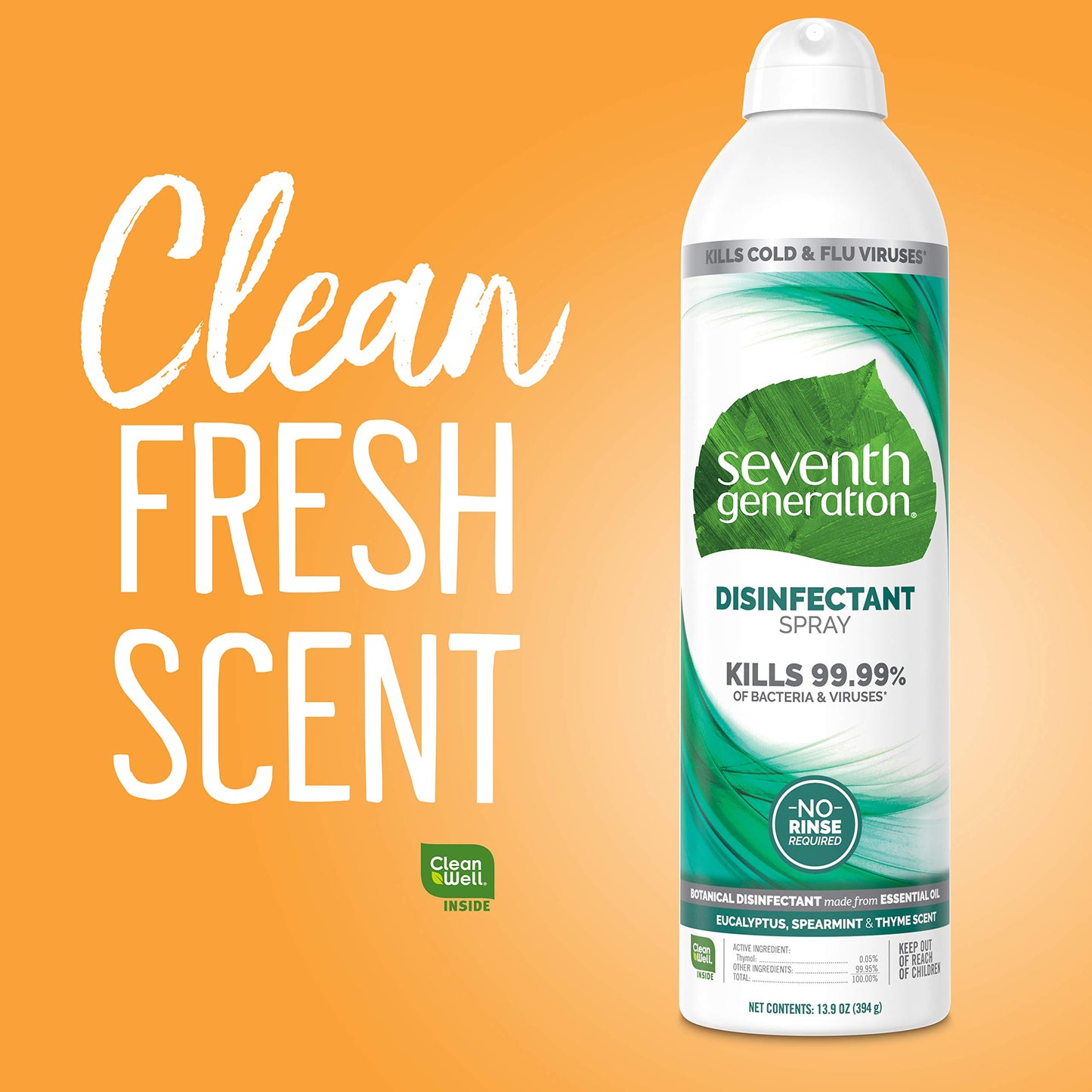 Seventh Generation Disinfectant Spray, Eucalyptus Spearmint & Thyme Scent, 13.9 Ounce (Pack of 4)