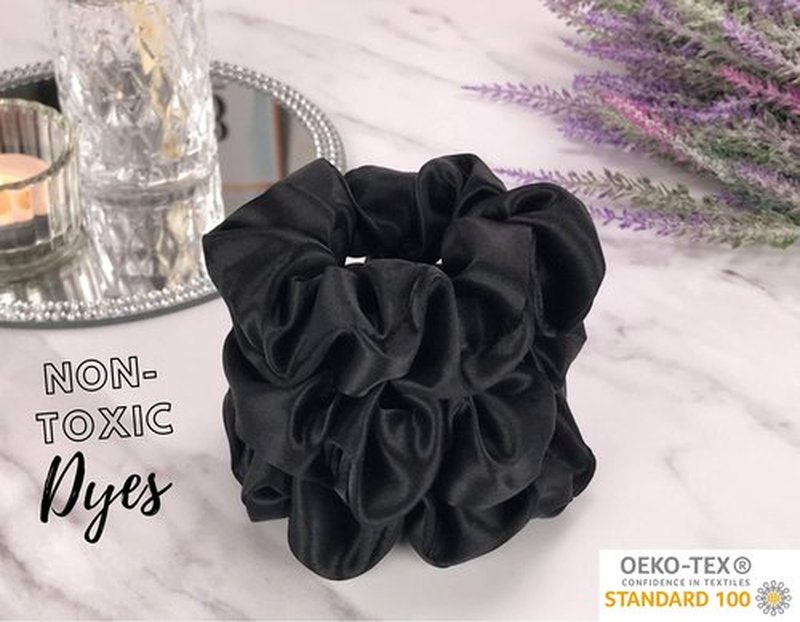 Celestial Silk Mulberry Silk Scrunchies for Hair (Black)