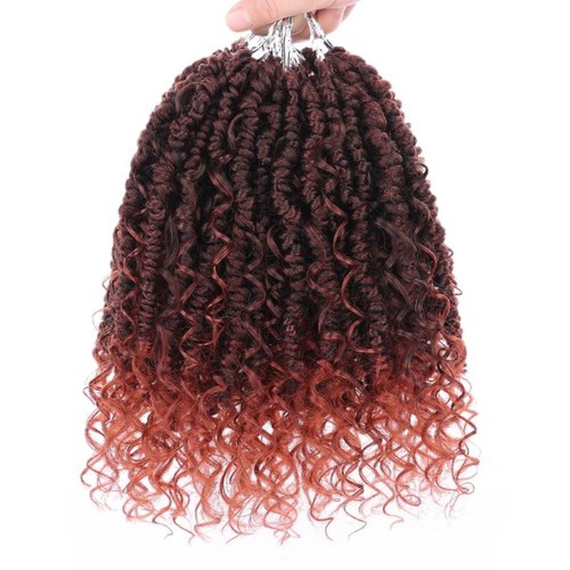 Leeven 8 Packs 10 Inch Goddess Passion Twist Crochet Hair Ombre Copper Red Boho Style Crochet Twist Ginger Pre Twisted Bomb Twist Curly Ends Pre Looped Bohemian Synthetic Braids for Women #T350