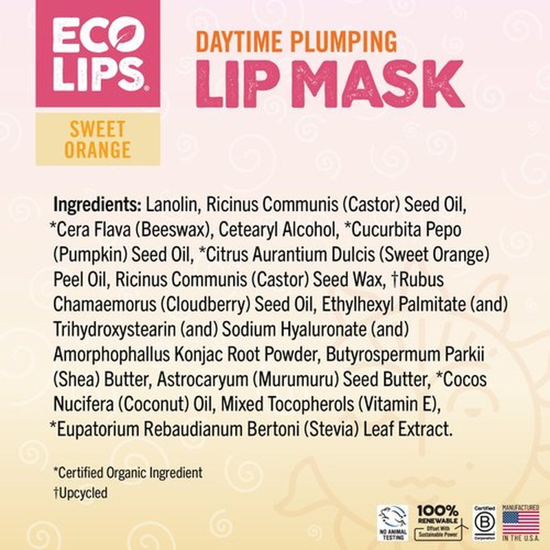Eco Lips Daily Plumping Lip Mask with Hyaluronic Acid + Organic Vanilla Bean Sugar Lip Scrub 2-pack by Eco Lips 100% Natural. Made in USA