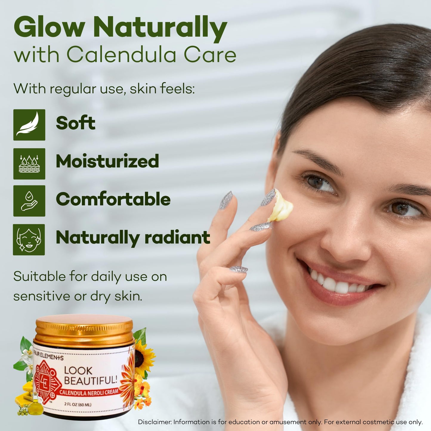 Four Elements Calendula Neroli Face Cream 2oz | Organic Moisturizer