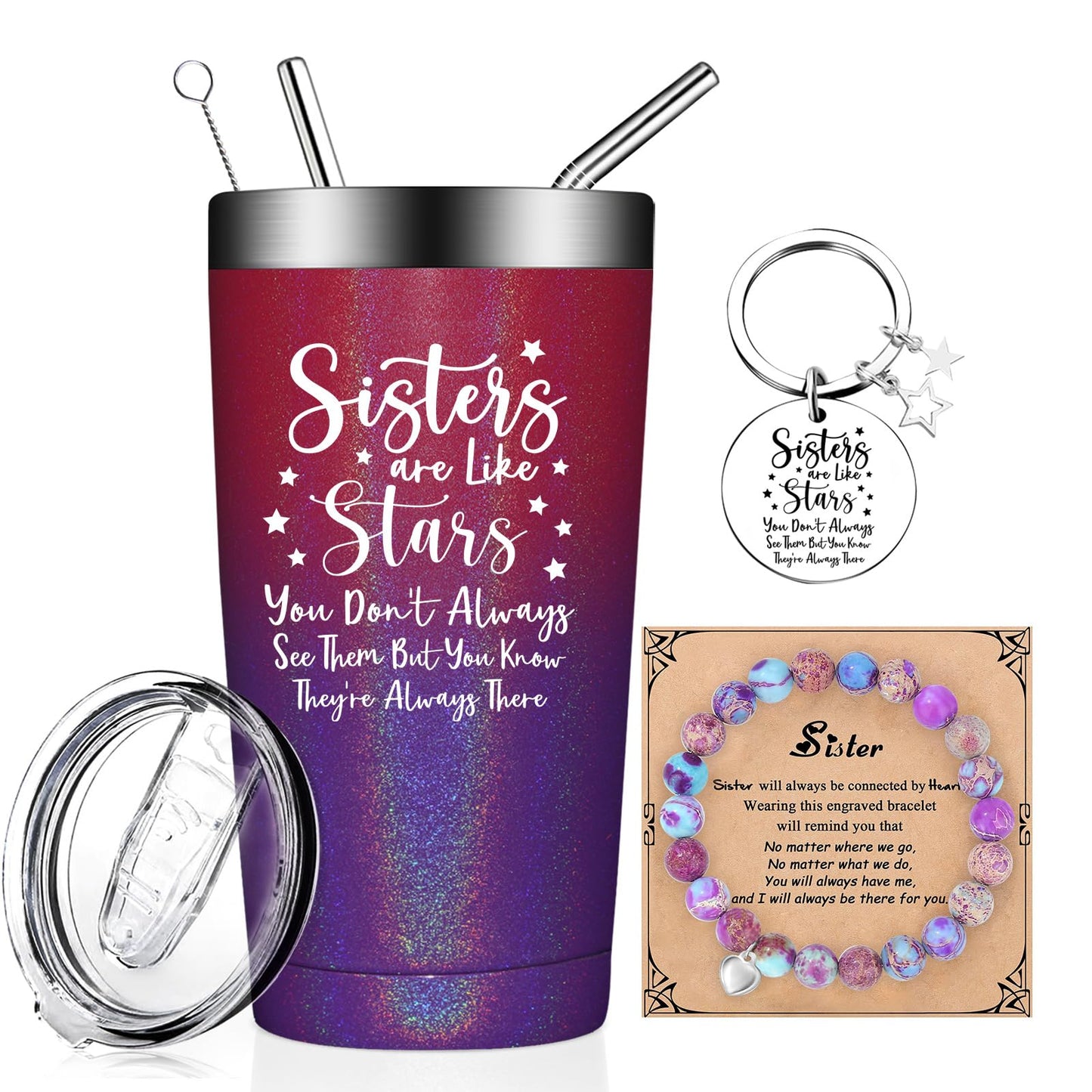 Fufandi Sister Gifts from Sisters - Mothers Day Gifts for sister - Sisters ChristmasBirthday Gift Ideas, Mothers Day Gift - Tumbler Cup