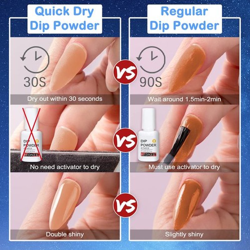 REDNEE 39pcs Nail Dip Powder Kit, 30 Shiny Colors Classic Black Red Glitter with Dipping Powder Essential Liquid Set & Professional Nail Tools for Beginner DIY at Home RE21